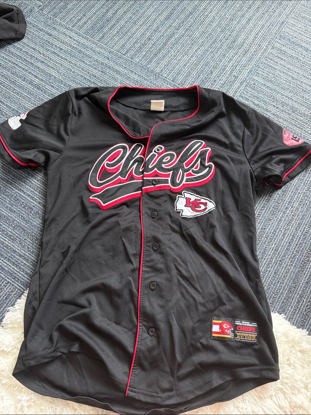 NFL Kansas City Chiefs Black and Red Button-Up Jersey